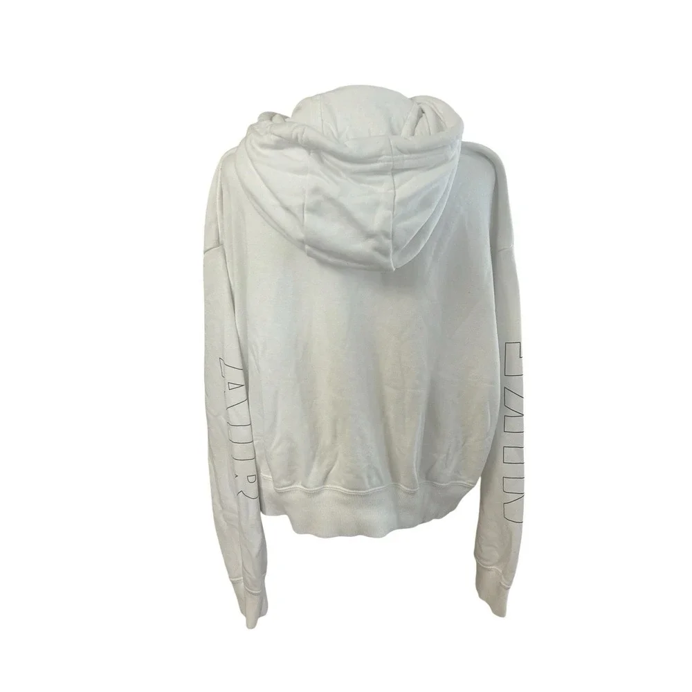 Nike Air Fleece Pullover Cropped Hoodie White with Black Spellout Logo Size XL